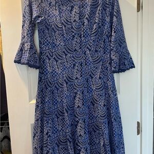 CHRIS McLaughlin Blue Patterned Dress
